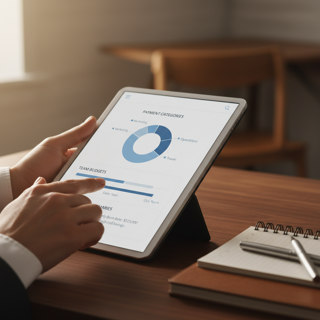 Business spending analytics displayed on a tablet